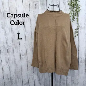 캡슐 컬러 니트 스웨터 L 루즈핏 빅 사이즈 베이지 카멜