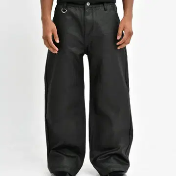 Stacked Oil Coating Loose Fit Pants S