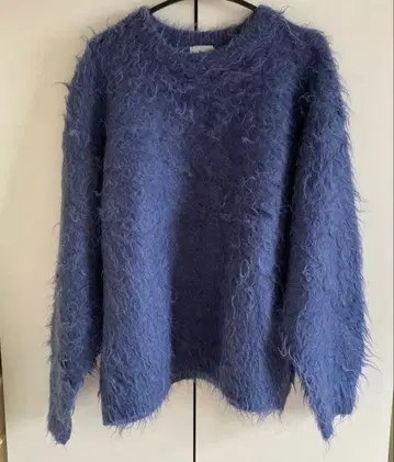 울 믹스 파마 샤기 니트 WETTEMPT 블루 계열 스웨터 니트