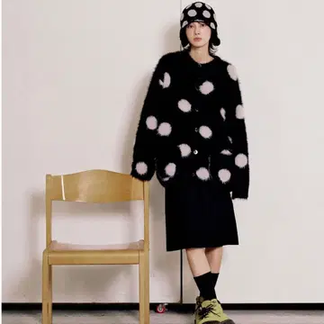 NICE GHOST CLUB FFATS DOT CARDIGAN_BLACK