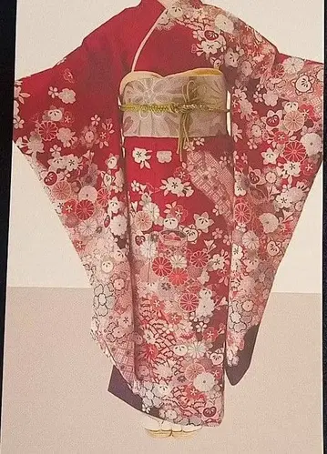 후리소데 단품 HL 깃털 패턴 폴리에스테르