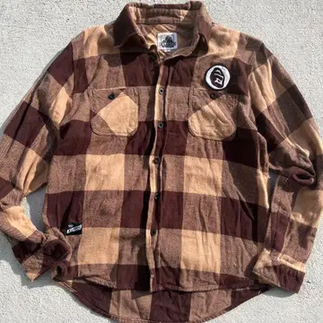 XLARGE 브라운 와펜 체크 셔츠 L 사이즈