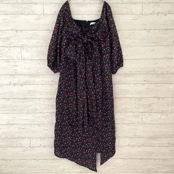 로얄 파티 비대칭 원피스 [F] 미니 꽃무늬 리본 롱