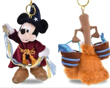 2개 세트 판타지아 봉제 인형 키링 키체인 미키 빗자루
