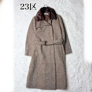 23구 헤링본 롱 코트 브라운 46 사이즈