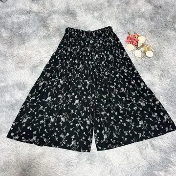 grove ( L ) 와이드 팬츠 플리츠 올 패턴 꽃무늬 체형 커버