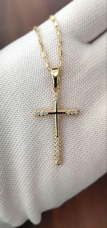 [ 미사용 새상품 ] 목걸이 크로스 골드 여성용 남성용