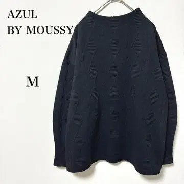 아줄바이마우지 블랙 기하학 자카드 니트 M 루즈핏