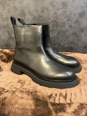 블랙 사이드 고어 부츠 통굽 소가죽 25cm