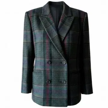 제인모어 체크 무늬 더블 자켓 울 혼방 (9호)