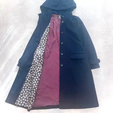 꽃무늬 안감 폴스미스 울 롱 코트 후드 네이비 42 XL