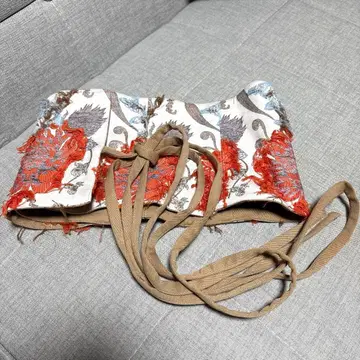 lautashi 로우타시 오비 벨트 코르셋 자카드 꽃무늬 자수