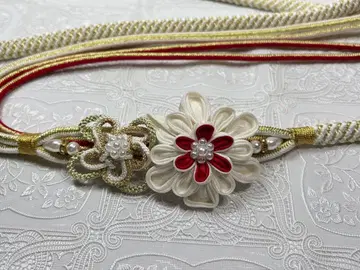 b-142 순수 실크 허리띠 후리소데 성인식 장식 매듭 츠마미세이카 꽃