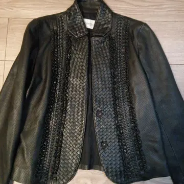 Gabardine K.T 개버딘 K.T 뜨개질 무늬 양가죽 레더 자켓