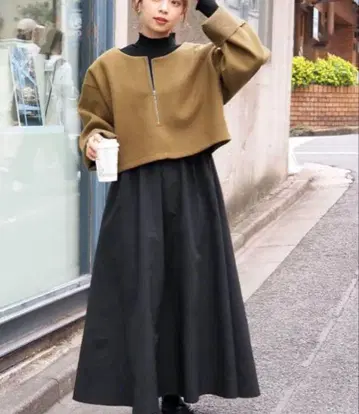 tiptop 앙상블 풀오버 x 원피스 세트 올리브 그린