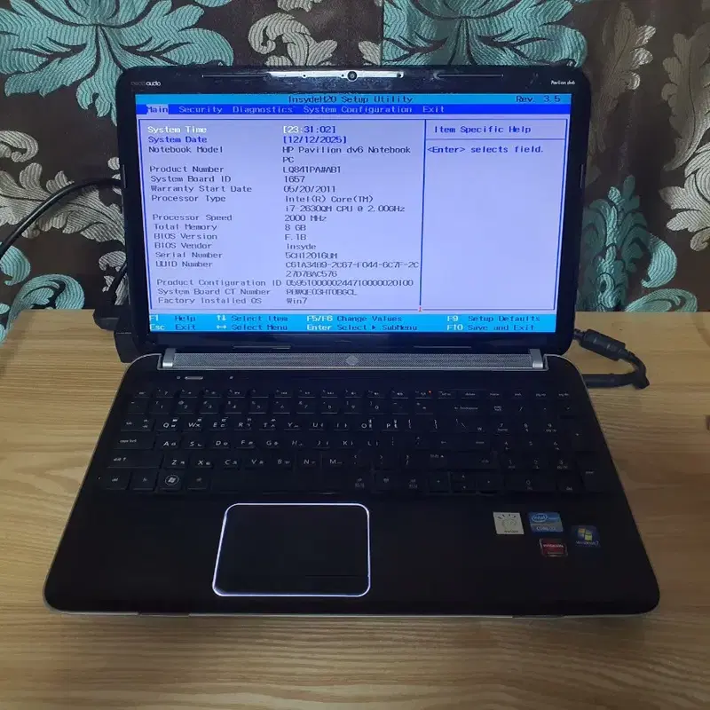 부품용 HP PAVILION DV6 노트북 i7 2673QM