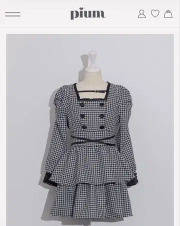 pium 피움 크로스 벨트 티어드 원피스 블랙 믹스