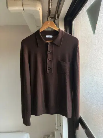 CMMN 브라운 피케 셔츠 니트