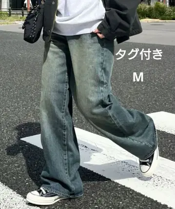 새상품급 CPCM 하이웨스트 스트레이트 데님 M 인디고 블루