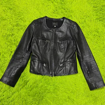 BOSCH 블랙 노카라 숏 가죽 자켓