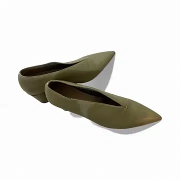 RANDA 스틸레토 청키힐 펌프스 올리브 계열 미들힐