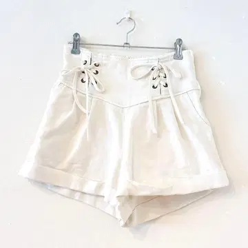 브라우니 숏팬츠 F 화이트 면 리본 캐주얼 심플 봄/여름