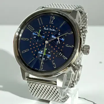 레어 폴스미스 손목시계 처치 스트릿 실버 블루 크로노 작동