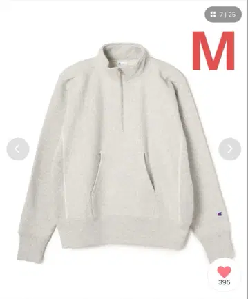 챔피온 C3-Y017 하프 지퍼 속기모 M 사이즈 그레이