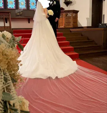 화이트 롱 웨딩 베일