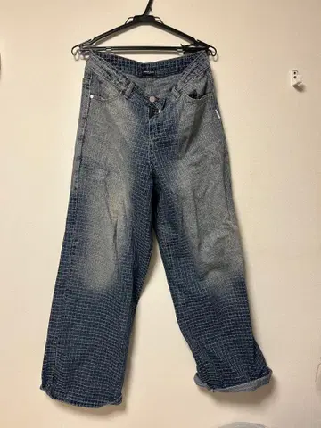 체크 무늬 그라데이션 와이드 팬츠