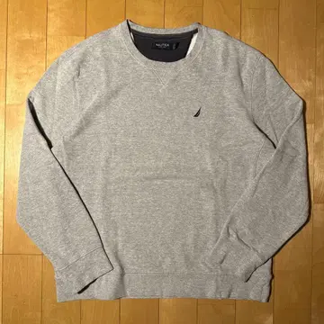 NAUTICA 노티카 맨투맨 자수 로고 멜란지 그레이 리버스 위브풍