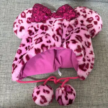 [ 새상품 ] 핑크 레오파드 무늬 미니 팬캡 디즈니