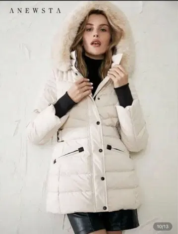 [ 완판템 ] Anewsta 퍼지 트리밍 후드 부착 패딩 코트