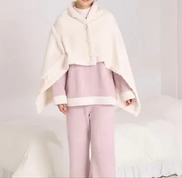 Francfranc 리버서블 웜 플리스 4WAY 판초 S 아이보리