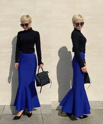 JENNE 리치 머메이드 니트 스커트 M 사이즈 블루