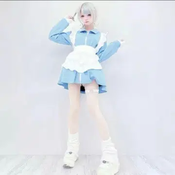 시마무라 아노네. 코스프레 할로윈 메이드 저리 원피스 스카이블루 L