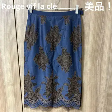 Rouge vif la cle 파랑 레이스 자수 타이트 스커트