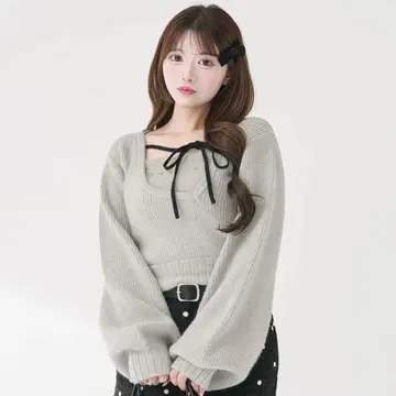 darich 다리치 아지메 레이어드 니트탑 GRY 그레이