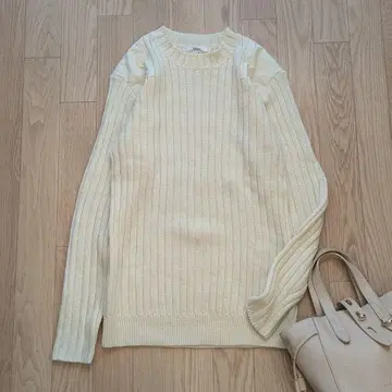 저널 스탠다드 레리움 울 크루넥 이소재 패치 화이트 M