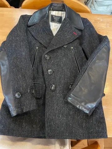 ANACHRONORM 다크 그레이 피 코트 소가죽