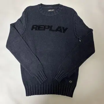 REPLAY M 사이즈 네이비 로고 니트 스웨터 리플레이