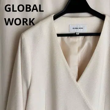 [ 새상품급 ] GLOBAL WORK 여성용 노카라 자켓 M 오프화이트