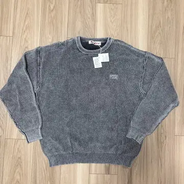 BAYFLOW 페이드 가공 아제 편직 맛내기 니트 L 베이플로우