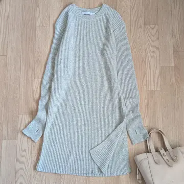 프레임워크 슬릿 튜닉 그레이 니트 울 프리 사이즈