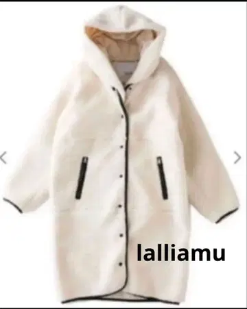 LalliaMu 보아 후드 부착 롱 코트 HYKE풍