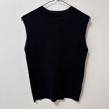 soeju 와이드 리브 터틀넥 니트 티셔츠 슬리브리스 M 블랙