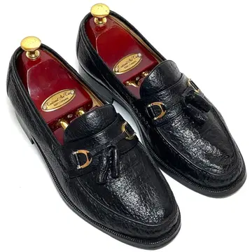 MORESCHI 골드 비트 태슬 로퍼 블랙 UK6 가죽 신발