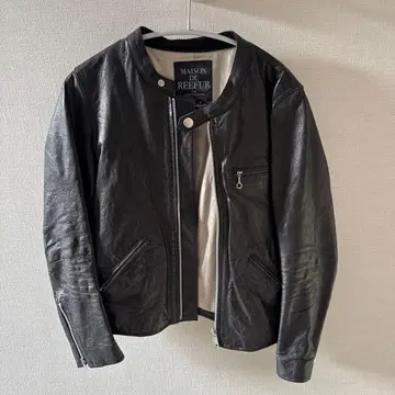 MAISON DE REEFUR 라이더 자켓 싱글 램 가죽 블랙