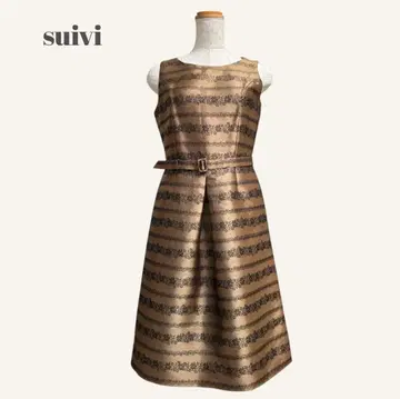 suivi 스이비 자카드 원피스 슬리브리스 벨트 포함