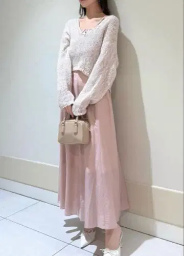 [ 하자품 ] snidel 슬라브 니트 세트 시어 원피스